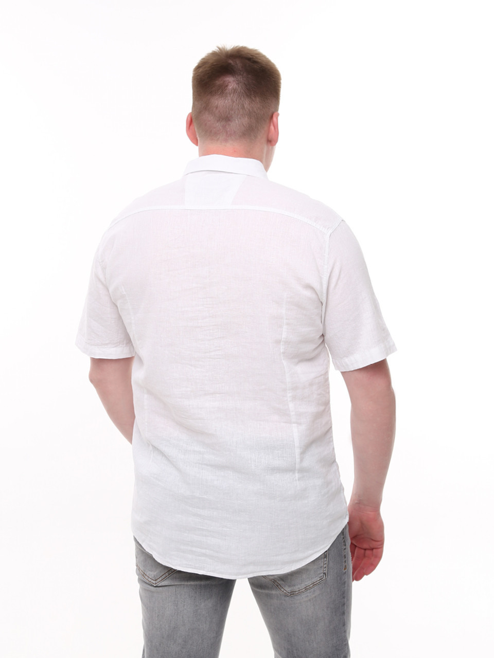 Сорочка чоловіча біла лляна пряма літня 6503-1