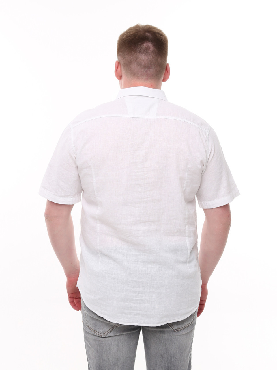 Сорочка чоловіча біла лляна пряма літня 6503-1