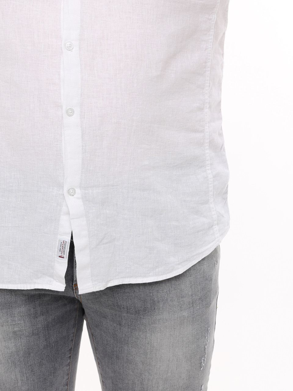 Сорочка чоловіча біла лляна пряма літня 6503-1