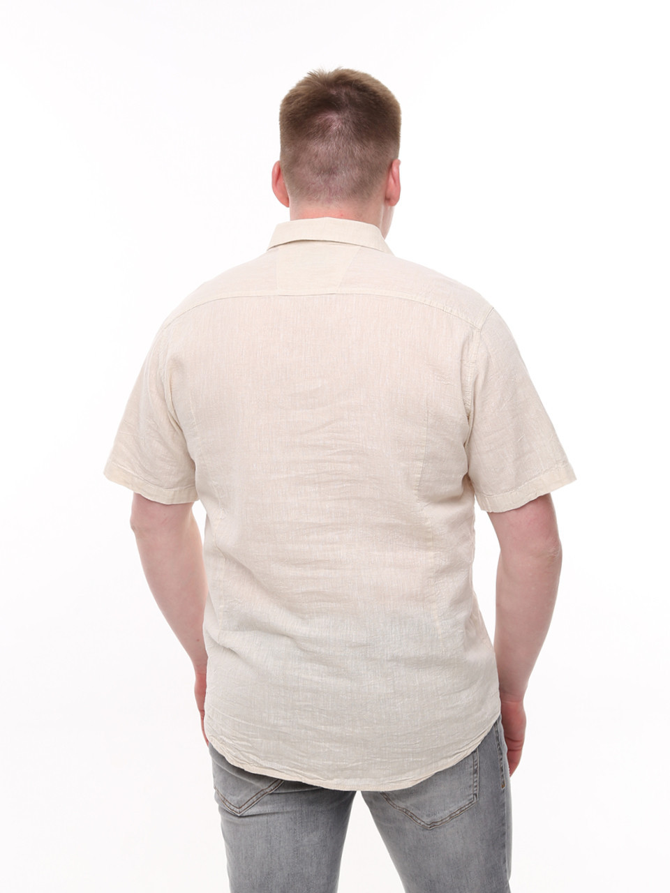Сорочка чоловіча світло-бежева лляна пряма літня 6503-2