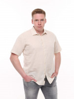 Сорочка чоловіча світло-бежева лляна пряма літня 6503-2