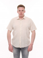 Сорочка чоловіча світло-бежева лляна пряма літня 6503-2