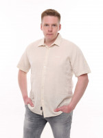 Сорочка чоловіча світло-бежева лляна пряма літня 6503-2