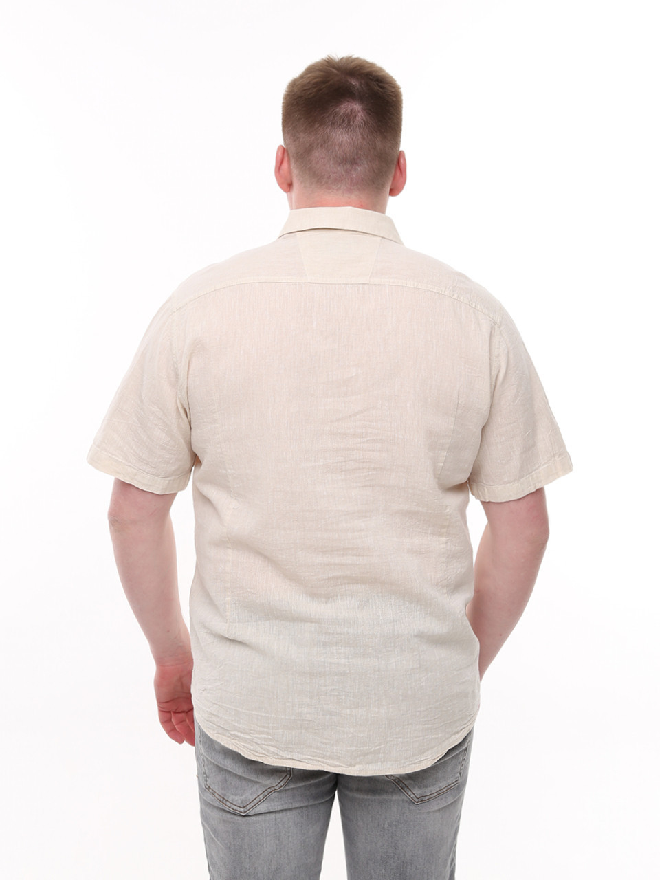 Сорочка чоловіча світло-бежева лляна пряма літня 6503-2