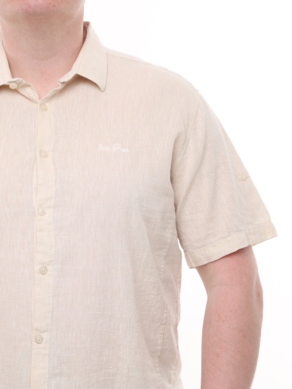 Сорочка чоловіча світло-бежева лляна пряма літня 6503-2