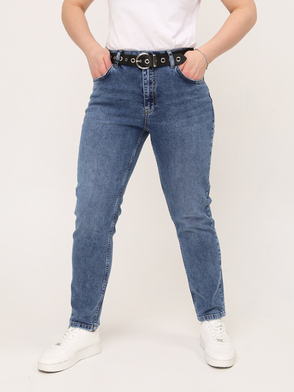 Джинсы женские МОМ светло-синие большой размер  3103-В-937