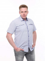 Сорочка чоловіча біла в клітку зі стрейчем 8415-1