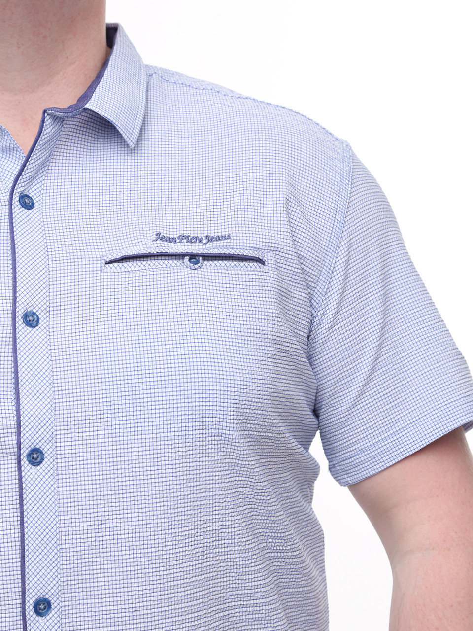 Сорочка чоловіча біла в клітку зі стрейчем 8415-1