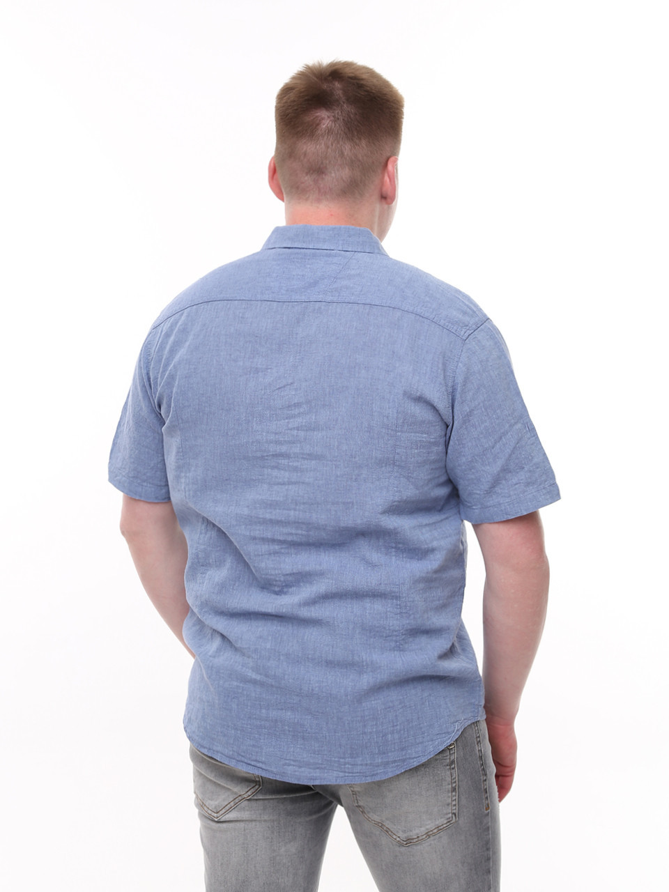 Сорочка чоловіча світло-синя лляна пряма літня 6528-1