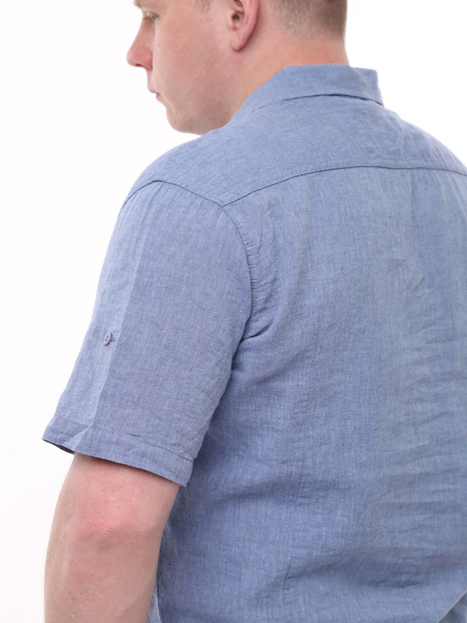 Сорочка чоловіча світло-синя лляна пряма літня 6528-1