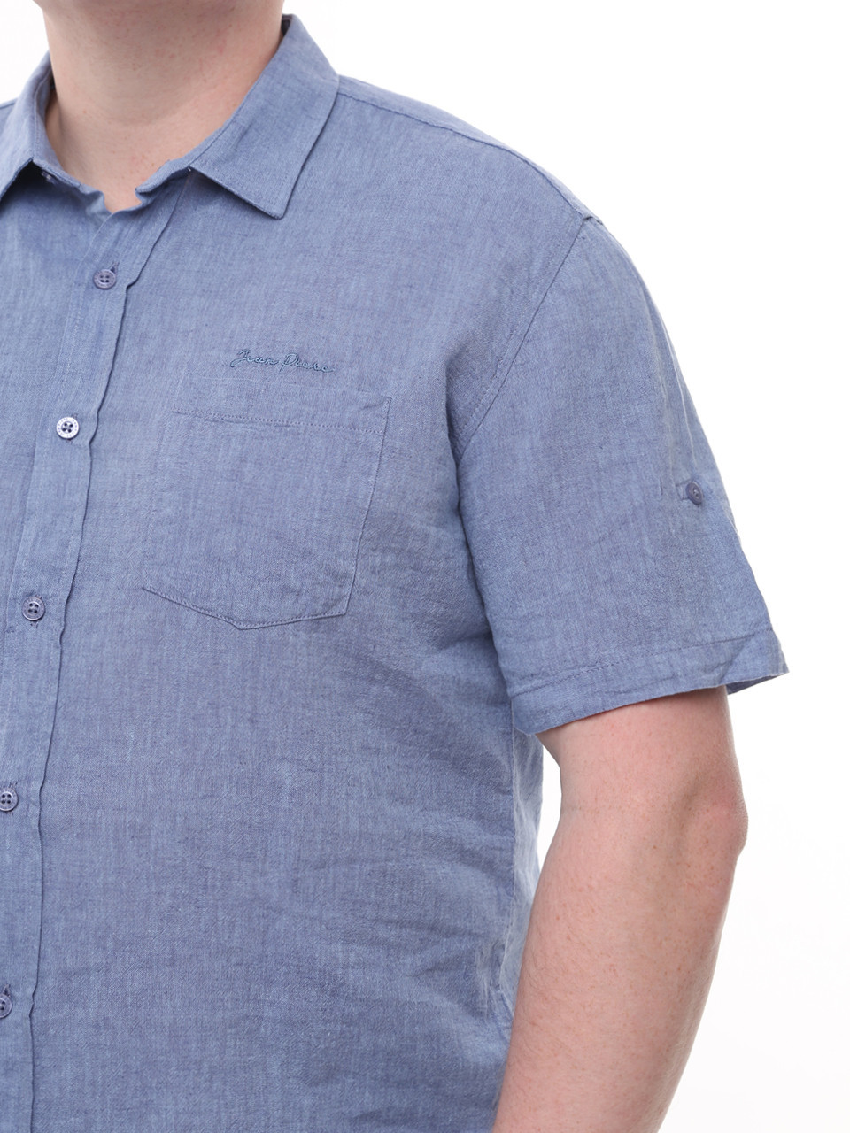 Сорочка чоловіча світло-синя лляна пряма літня 6528-1