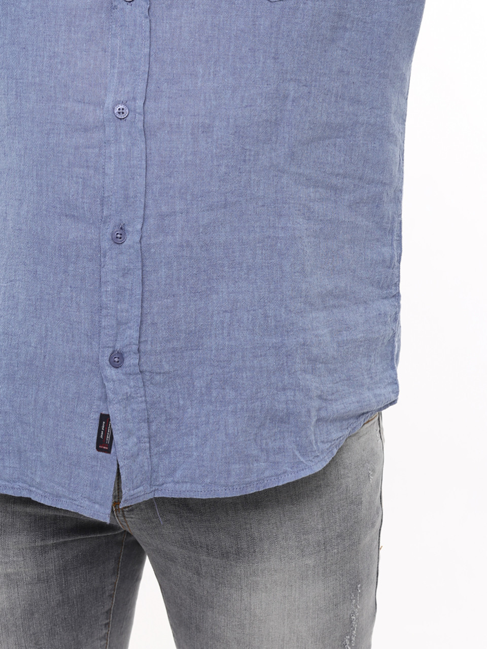 Сорочка чоловіча світло-синя лляна пряма літня 6528-1