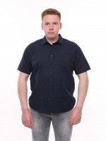 Сорочка чоловіча темно-синя лляна пряма літня 6528-2