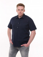 Сорочка чоловіча темно-синя лляна пряма літня 6528-2