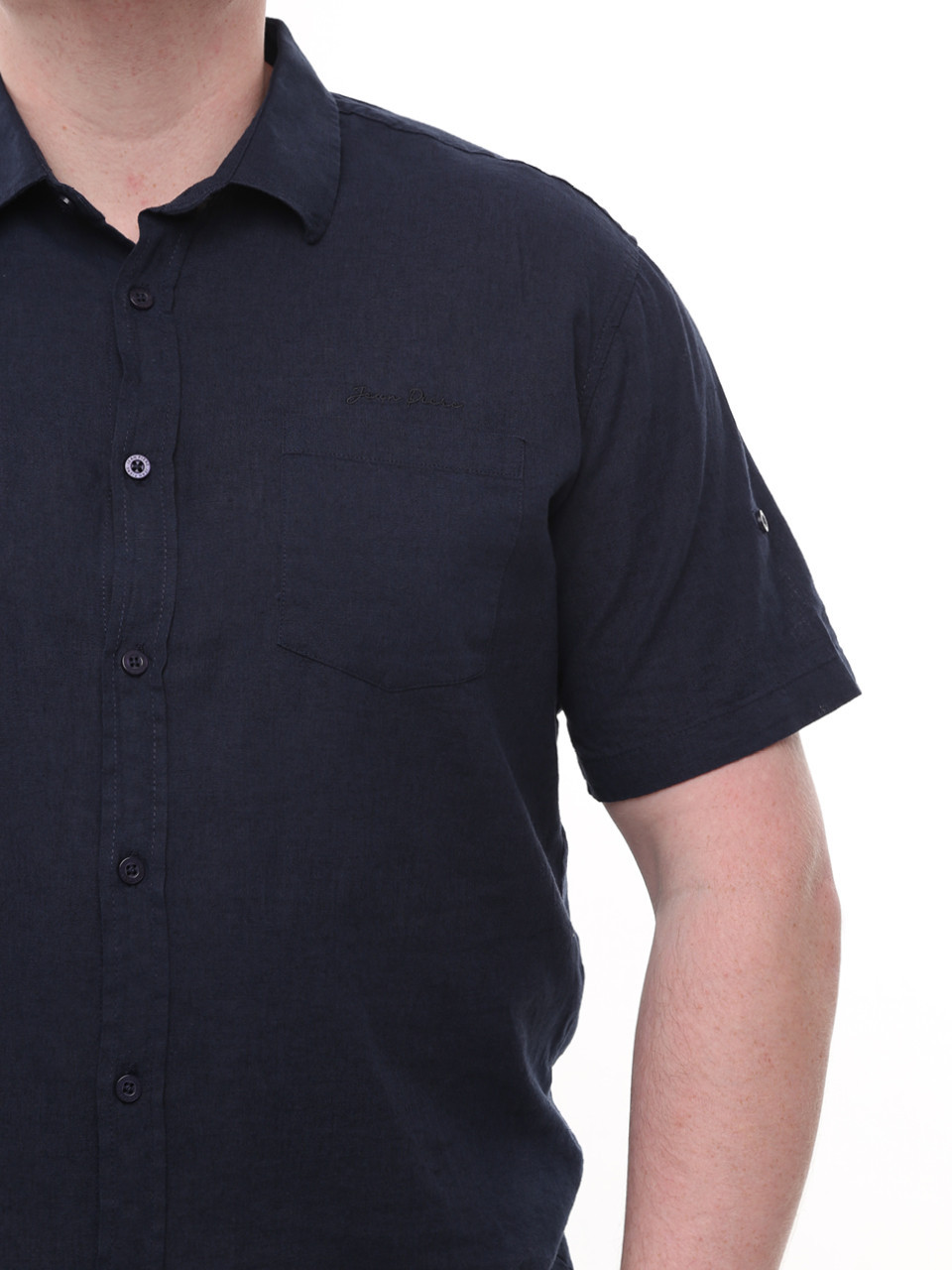 Сорочка чоловіча темно-синя лляна пряма літня 6528-2