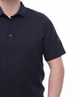 Сорочка чоловіча темно-синя лляна пряма літня 6528-2