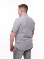 Рубашка мужская бежевая прямая в клетку со стрейчем 6515-3