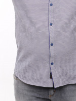 Рубашка мужская бежевая прямая в клетку со стрейчем 6515-3