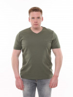Футболка мужская хаки с мысом однотонная стрейчевая  8108-3