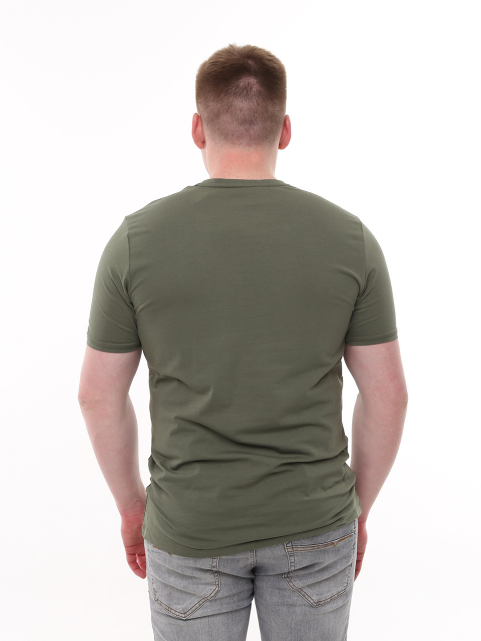 Футболка мужская хаки с мысом однотонная стрейчевая  8108-3