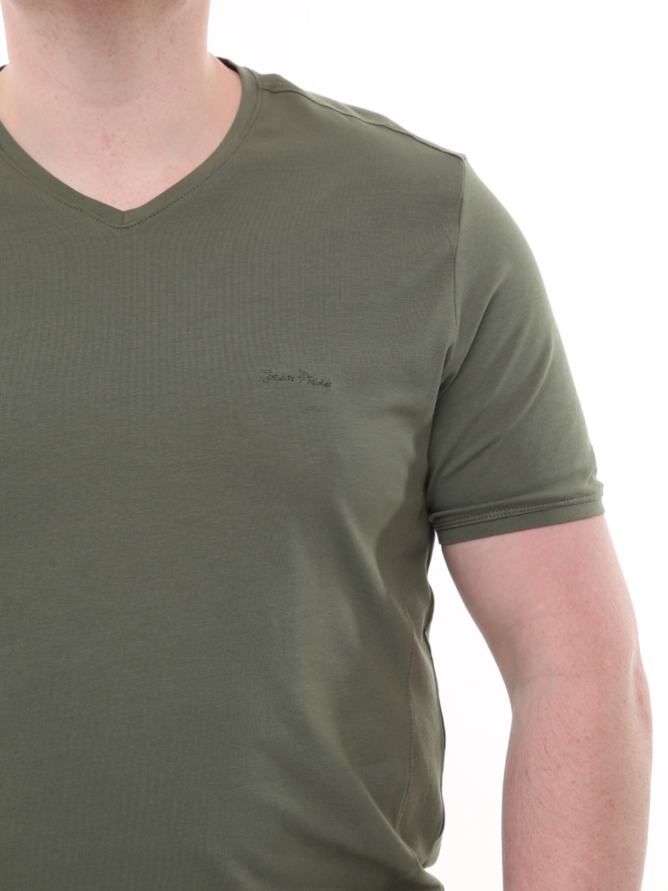 Футболка мужская хаки с мысом однотонная стрейчевая  8108-3