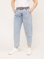 Джинсы бананы женские светло-голубые защипы  2442-755