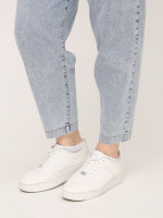 Джинсы бананы женские светло-голубые защипы  2442-755