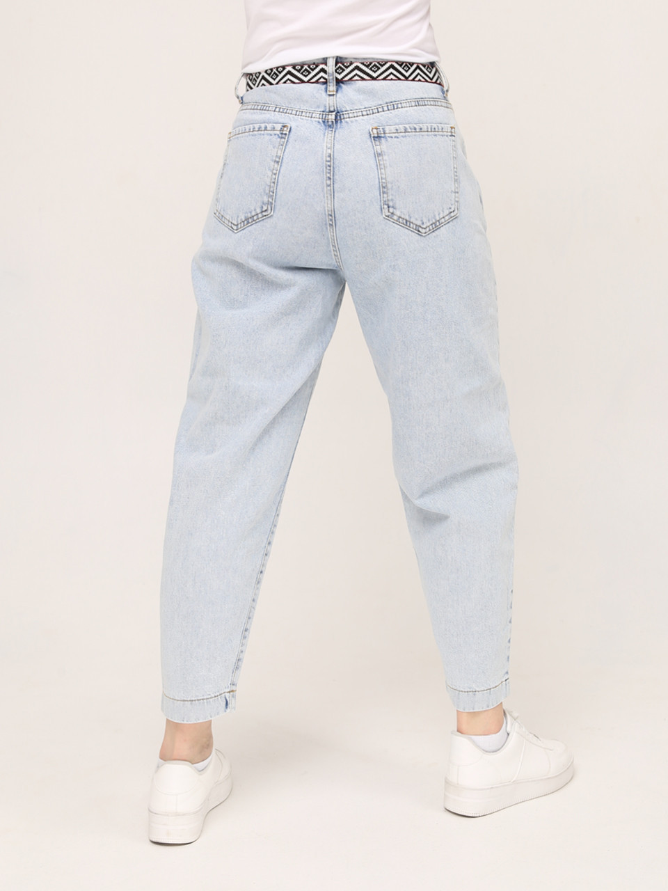 Джинсы бананы женские голубые защипы 2442-755-1