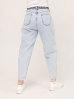 Джинсы бананы женские голубые защипы 2442-755-1