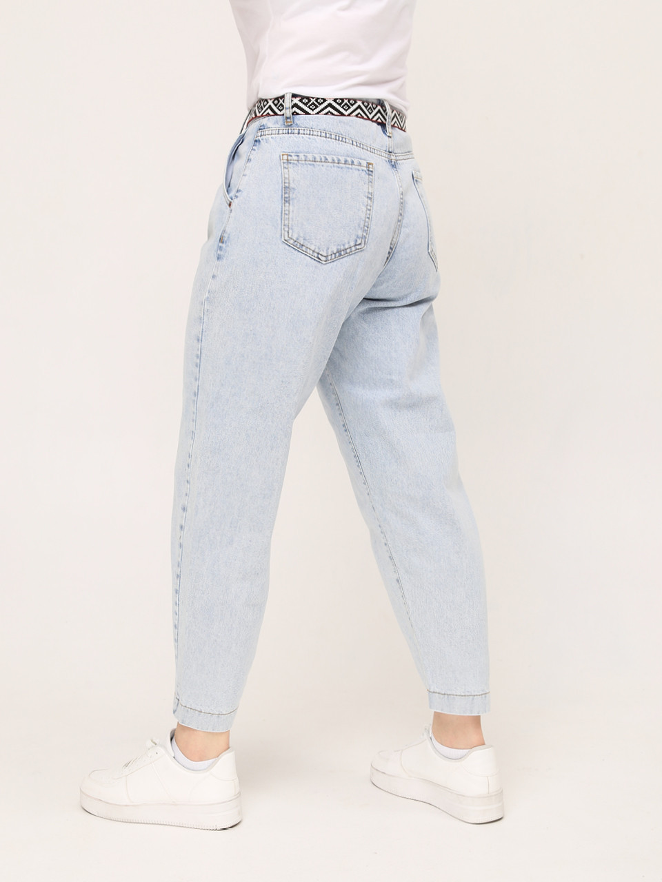 Джинсы бананы женские голубые защипы 2442-755-1