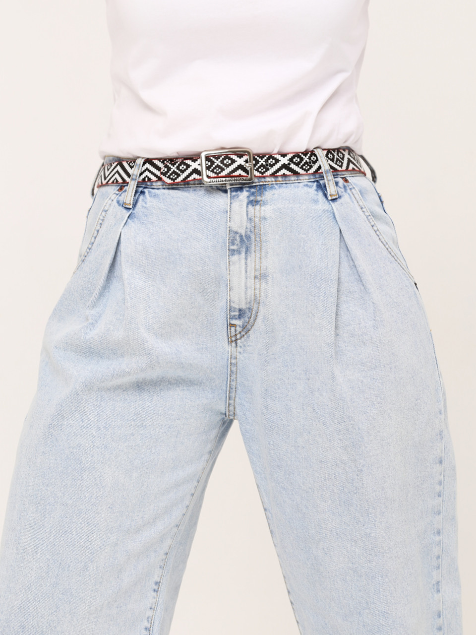 Джинсы бананы женские голубые защипы 2442-755-1