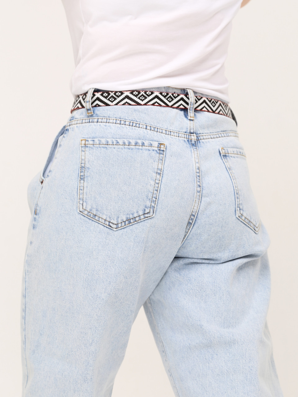 Джинсы бананы женские голубые защипы 2442-755-1