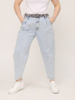 Джинсы бананы женские голубые защипы 2442-755-1