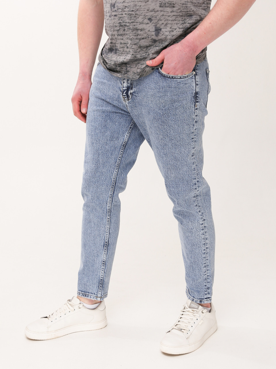 Джинси чоловічі блакитні варені МОМ укорочені 29-36 685-344