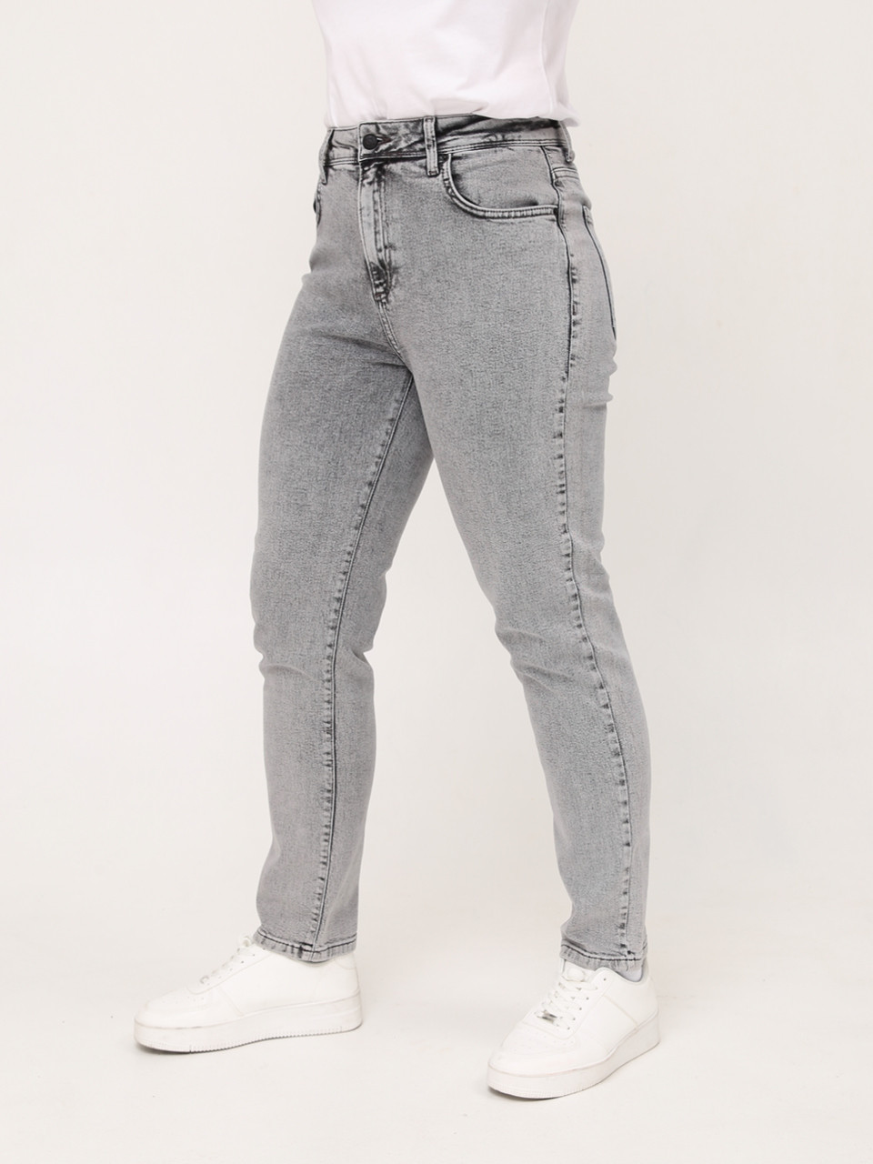 Джинсы женские светло-серые МОМ   2323-723