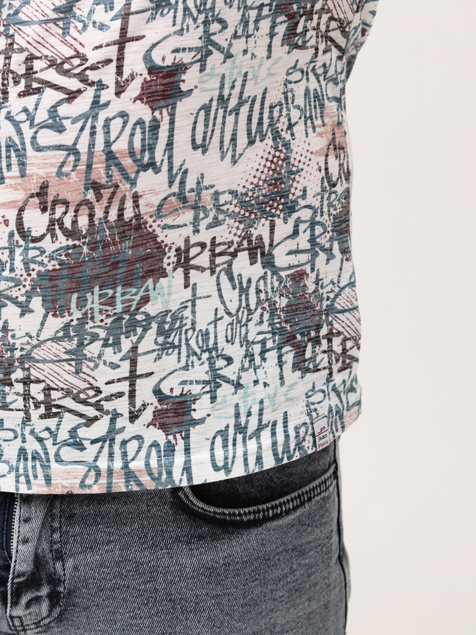 Футболка чоловіча біла тонка з написами 2-5 1109-В-2-1