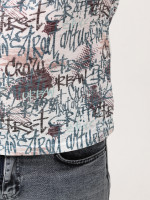 Футболка чоловіча біла тонка з написами 2-5 1109-В-2-1