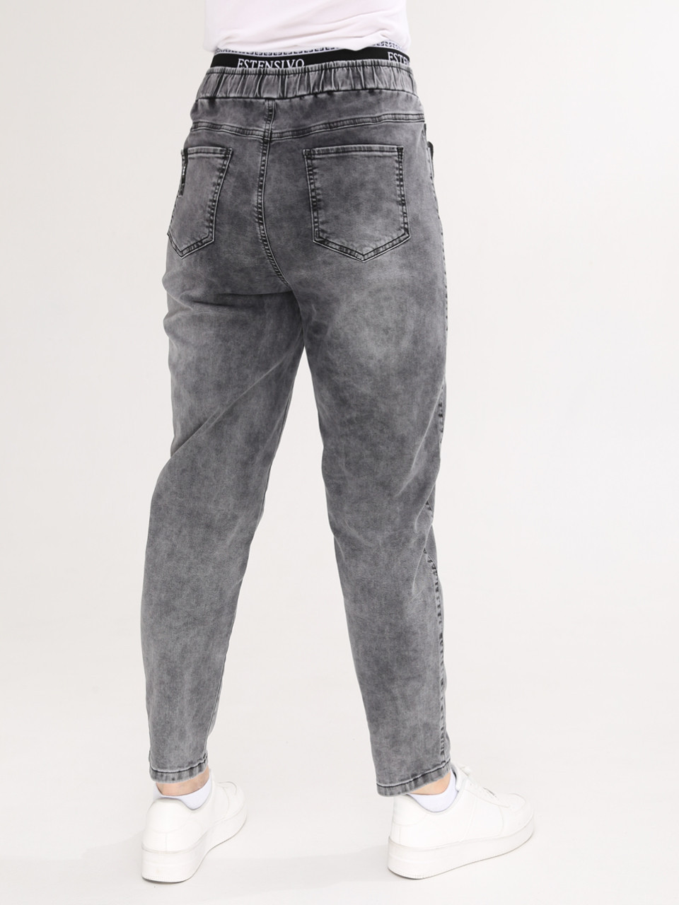 Джинсы женские тонкие серые большой размер 1268-B-1
