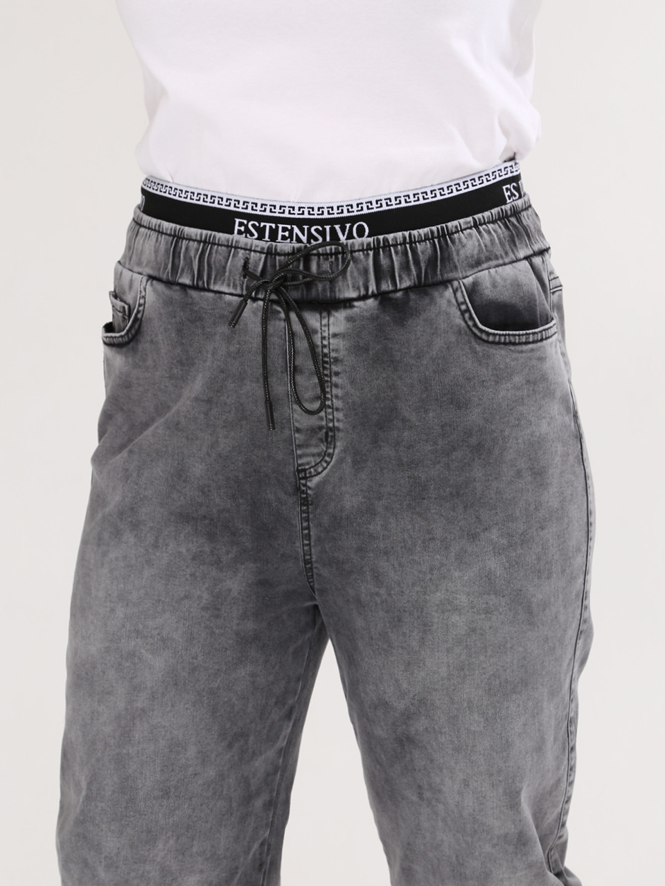 Джинсы женские тонкие серые большой размер 1268-B-1