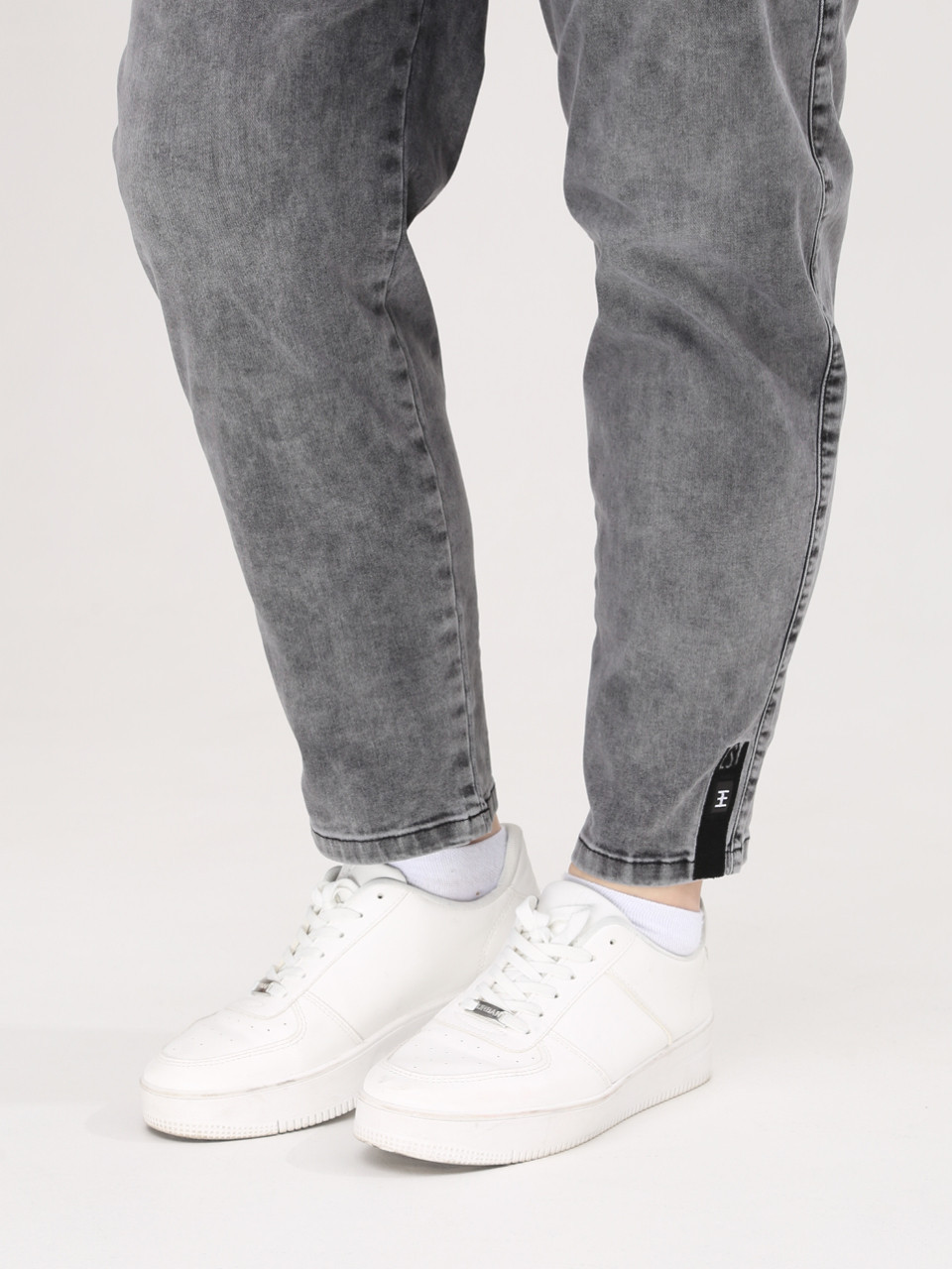 Джинсы женские тонкие серые большой размер 1268-B-1