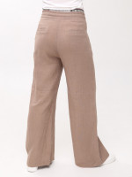 Брюки женские палаццо коричневые льняные летние большой размер  2225-B-5
