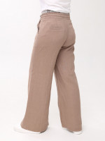 Брюки женские палаццо коричневые льняные летние большой размер  2225-B-5