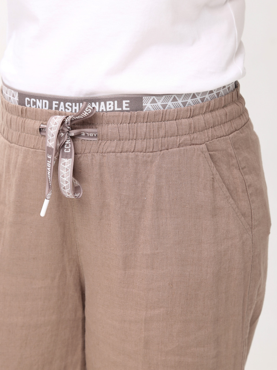 Брюки женские палаццо коричневые льняные летние большой размер  2225-B-5