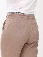 Брюки женские палаццо коричневые льняные летние большой размер  2225-B-5