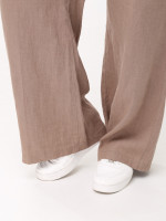 Брюки женские палаццо коричневые льняные летние большой размер  2225-B-5