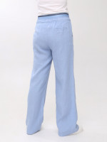Брюки женские голубые палаццо льняные с резинкой на поясе 20224-B-4