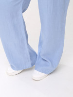 Брюки женские голубые палаццо льняные с резинкой на поясе 20224-B-4