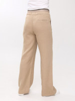Брюки женские коричневые палаццо льняные с резинкой на поясе 20224-B-6