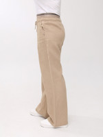 Брюки женские коричневые палаццо льняные с резинкой на поясе 20224-B-6