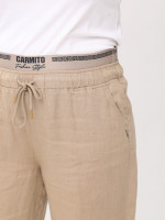 Брюки женские коричневые палаццо льняные с резинкой на поясе 20224-B-6